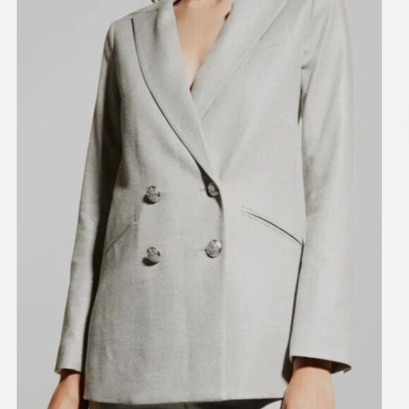 $798 Veronica Beard Women's Silver Oria Double-Breasted Dickey Blazer Jacket 4 - Picture 1 of 3